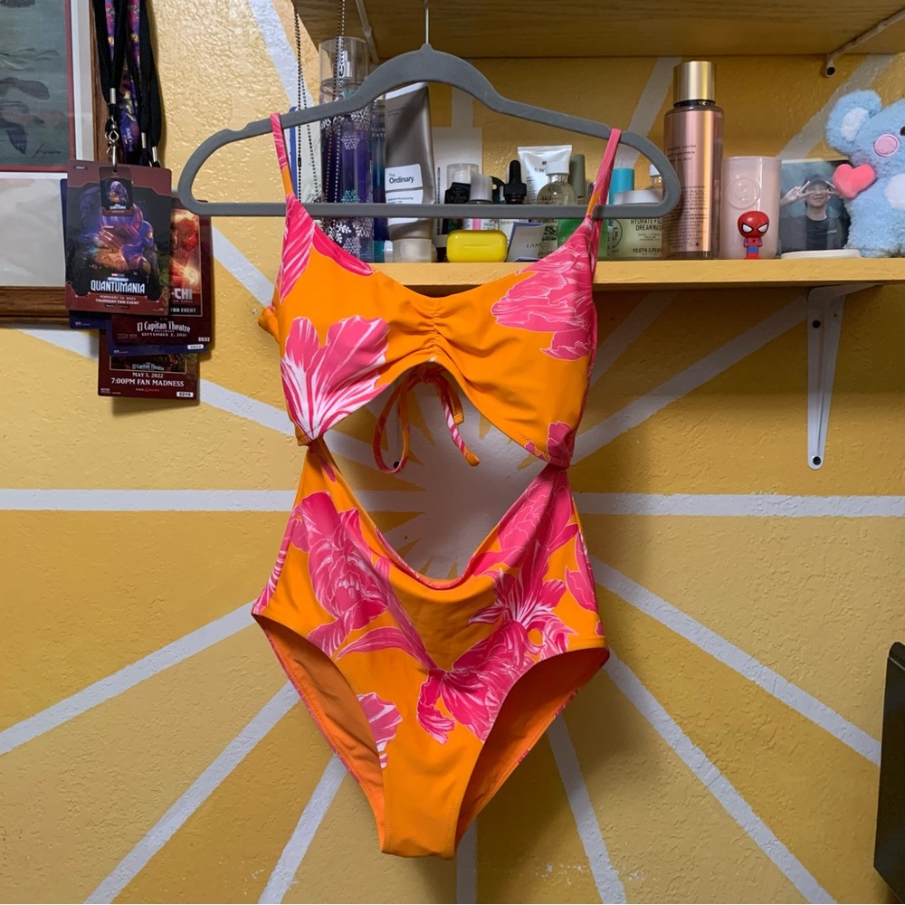 Athleta Kailua Cutout One Piece Swimsuit Orange Pink Size Small - Picture 11 of 11